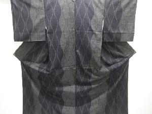 立涌模様織り出し本真綿結城紬80亀甲着物